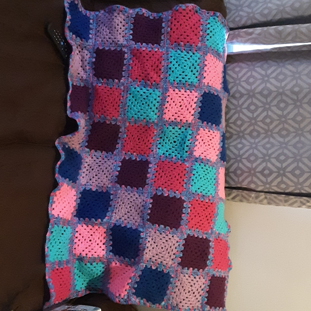 Cotton Candy Multicolored Granny Square Blanket